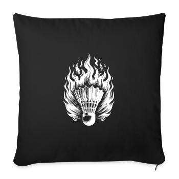 Fast badminton ball in flames and fire - Sofa pillowcase 17,3'' x 17,3'' (45 x 45 cm) - black - Front