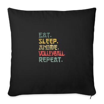 Manger dormir Anime Volleyball Répéter Le cadeau de football - Housse de coussin décorative 45 x 45 cm - noir - Devant