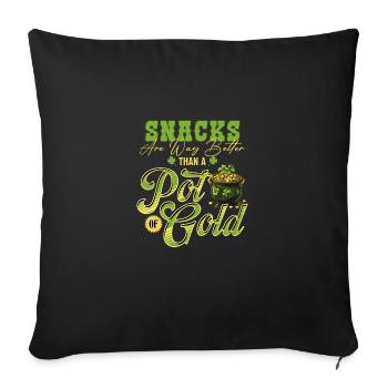 Les collations valent mieux qu’un pot de St Patrick en or - Housse de coussin décorative 45 x 45 cm - noir - Devant