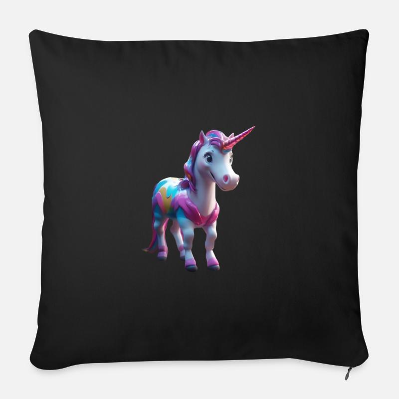 Licorne - Housse de coussin décorative 45 x 45 cm - noir