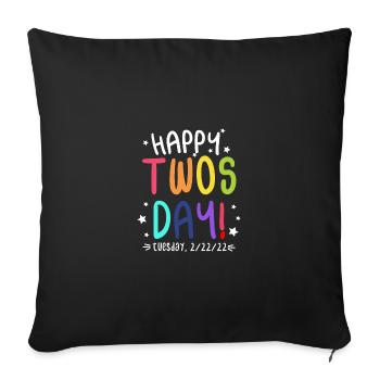 Happy Twosday 2.22.22 Mathématiciens colorés de deux jours - Housse de coussin décorative 45 x 45 cm - noir - Devant