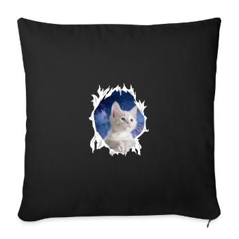 Cute 3D Kitten Cat - Gift - Sofa pillowcase 17,3'' x 17,3'' (45 x 45 cm) - black - Front
