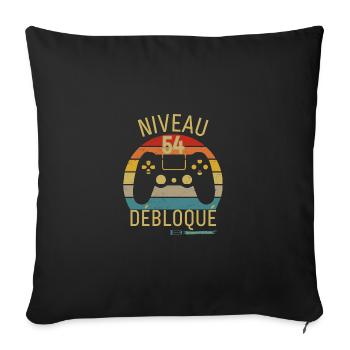 Niveau 54 Débloqué - Housse de coussin décorative 45 x 45 cm - noir - Devant