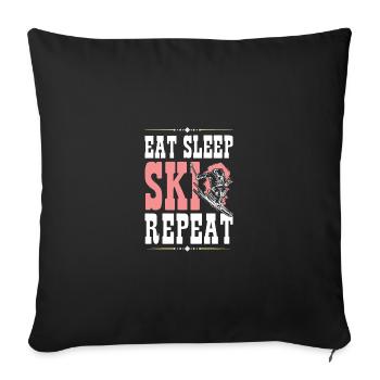 Eat Sleep Ski Repeat - Sofa pillowcase 17,3'' x 17,3'' (45 x 45 cm) - black - Front