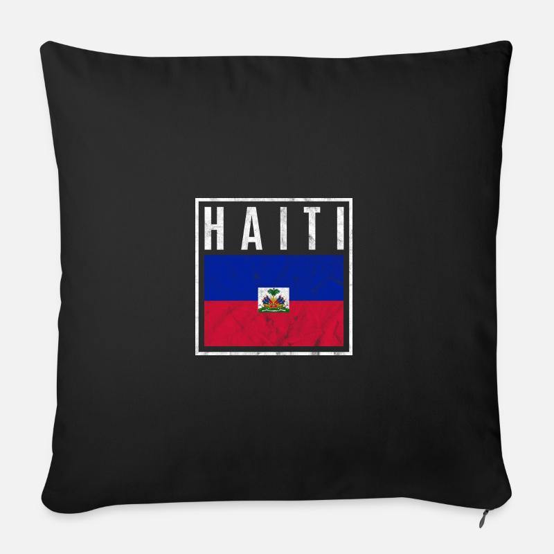 Haïti - Housse de coussin décorative 45 x 45 cm - noir