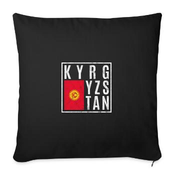 Kirghizistan - Housse de coussin décorative 45 x 45 cm - noir - Devant