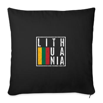 Lithuania - Sofa pillowcase 17,3'' x 17,3'' (45 x 45 cm) - black - Front