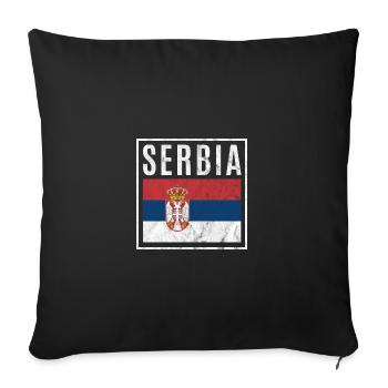 Serbie - Housse de coussin décorative 45 x 45 cm - noir - Devant