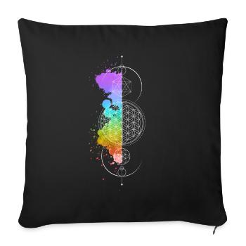 Sacred Geometry, Flower of Life, Colorful, Element - Sofa pillowcase 17,3'' x 17,3'' (45 x 45 cm) - black - Front