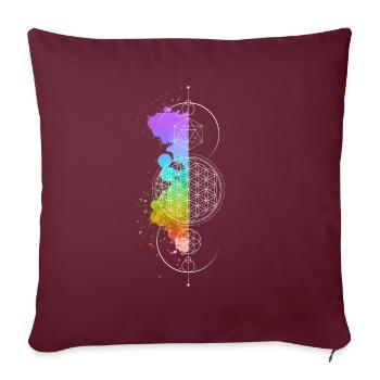 Heilige Geometrie, Blume des Lebens, Bunt, Element - Sofakissenbezug 45 x 45 cm - Burgunderrot - Vorne
