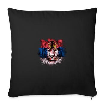 Serbie - Housse de coussin décorative 45 x 45 cm - noir - Devant