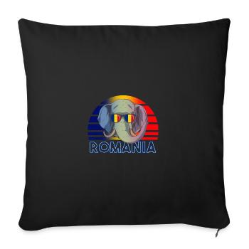 Rumänien - Sofakissenbezug 45 x 45 cm - Schwarz - Vorne