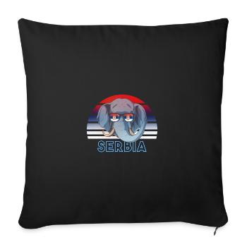 Serbie - Housse de coussin décorative 45 x 45 cm - noir - Devant