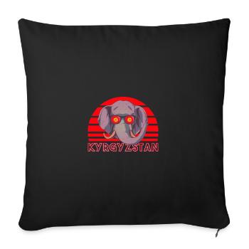 Kirghizistan - Housse de coussin décorative 45 x 45 cm - noir - Devant