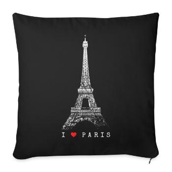Paris Eiffel Tower Vintage Skyline I Love France - Sofa pillowcase 17,3'' x 17,3'' (45 x 45 cm) - black - Front