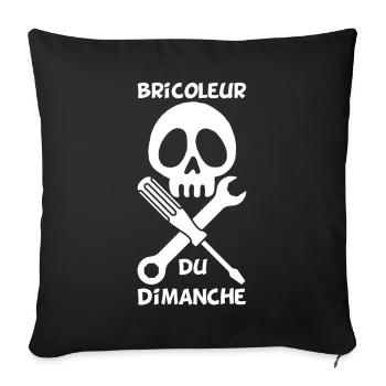 Bricoleur du dimanche (blanc) - Housse de coussin décorative 45 x 45 cm - noir - Devant