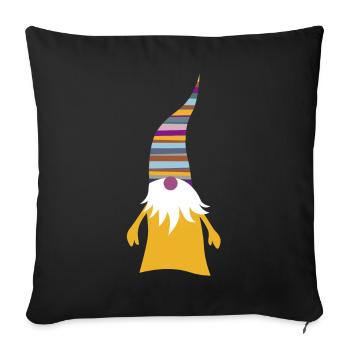 Wichtel Streifen Weihnachten skandinavisch Deko - Sofakissenbezug 45 x 45 cm - Schwarz - Vorne