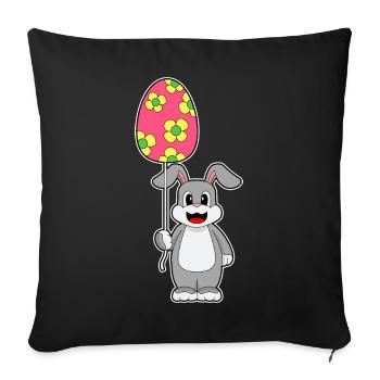 Ballon de Pâques Lapin - Housse de coussin décorative 45 x 45 cm - noir - Devant