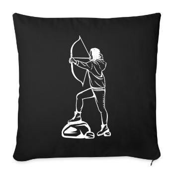 Dessin de fille de tir à l’arc - Housse de coussin décorative 45 x 45 cm - noir - Devant