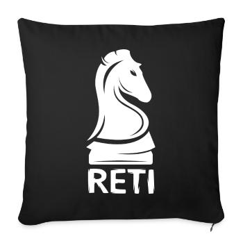 reti chess opening knight - chess horse logo - Sofa pillowcase 17,3'' x 17,3'' (45 x 45 cm) - black - Front