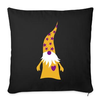 Chapeau d’étoile gnome Cœur de Noël dans la forêt naine - Housse de coussin décorative 45 x 45 cm - noir - Devant