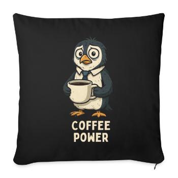 Coffee penguin in office look - Sofa pillowcase 17,3'' x 17,3'' (45 x 45 cm) - black - Front
