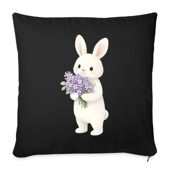 Bunny with lilac illustration - Sofa pillowcase 17,3'' x 17,3'' (45 x 45 cm) - black - Front