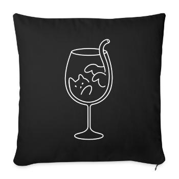 Un chat dans un verre à vin - Housse de coussin décorative 45 x 45 cm - noir - Devant