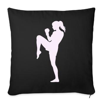 Woman Martial Arts Dynamic Kick - Sofa pillowcase 17,3'' x 17,3'' (45 x 45 cm) - black - Front