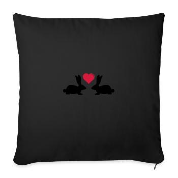 rabbits love design 2 - Sofa pillowcase 17,3'' x 17,3'' (45 x 45 cm) - black - Front