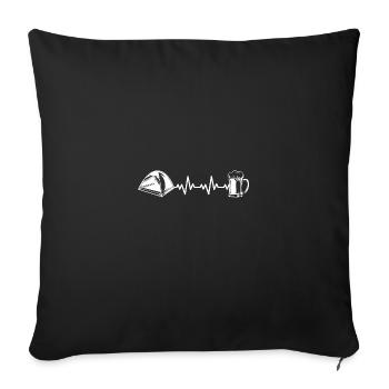 Camping Campen Zeltplatz Zelten - Sofakissenbezug 45 x 45 cm - Schwarz - Vorne