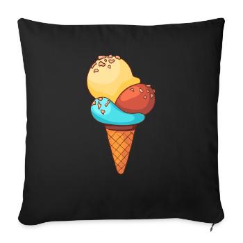 Crème glacée, crème glacée, crème glacée, crème glacée, boule, crème glacée, sundae - Housse de coussin décorative 45 x 45 cm - noir - Devant