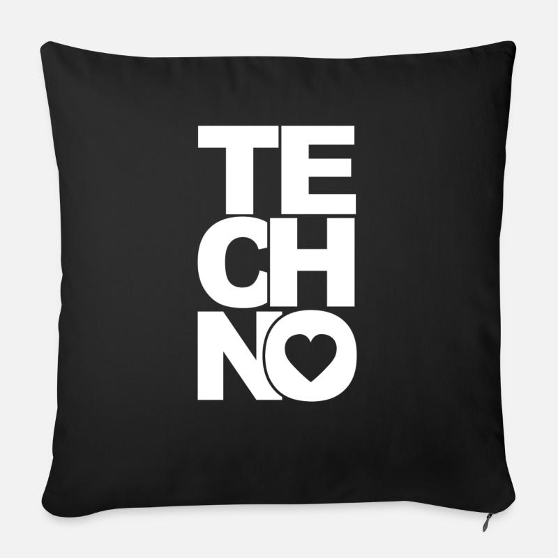 TECHNO LOVE LOVE - Sofa pillowcase 17,3'' x 17,3'' (45 x 45 cm) - black