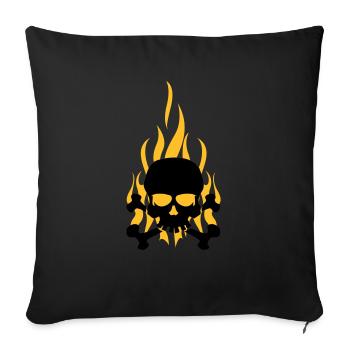 skull_flames - Sofa pillowcase 17,3'' x 17,3'' (45 x 45 cm) - black - Front