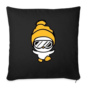 winter chick bird fun race run small sues - Sofa pillowcase 17,3'' x 17,3'' (45 x 45 cm) - black - Front