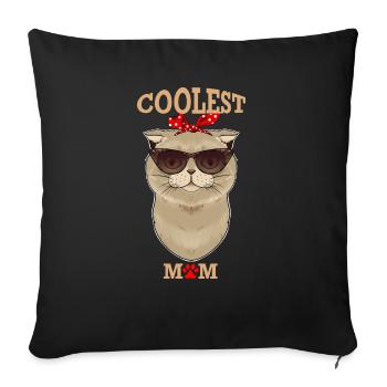 Scottish Fold Cat Mom I Coolest Cat Mom I - Sofakissenbezug 45 x 45 cm - Schwarz - Vorne
