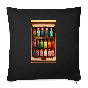 Bottles of dyes - Sofa pillowcase 17,3'' x 17,3'' (45 x 45 cm) - black - Front