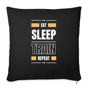 manger le train de sommeil répéter l’idée cadeau fitness - Housse de coussin décorative 45 x 45 cm - noir - Devant