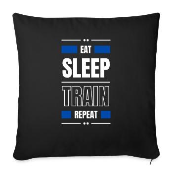 manger le train de sommeil répéter l’idée cadeau fitness - Housse de coussin décorative 45 x 45 cm - noir - Devant