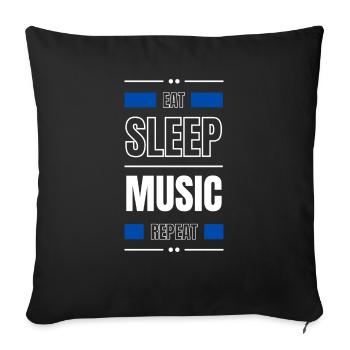eat sleep music repeat gift idea saying - Sofa pillowcase 17,3'' x 17,3'' (45 x 45 cm) - black - Front