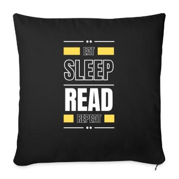 manger dormir lire répéter l’idée cadeau lire le slogan - Housse de coussin décorative 45 x 45 cm - noir - Devant