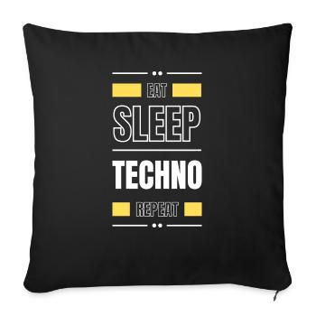 manger du sommeil techno répéter l’idée cadeau en disant fête - Housse de coussin décorative 45 x 45 cm - noir - Devant