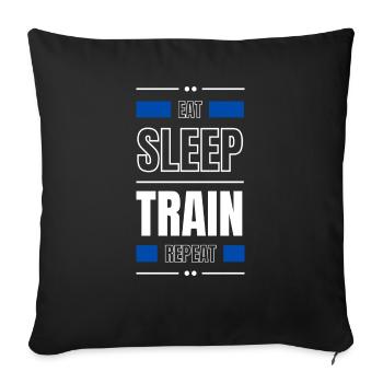 manger le train de sommeil répéter l’idée cadeau fitness - Housse de coussin décorative 45 x 45 cm - noir - Devant