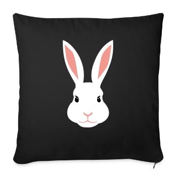 White female rabbit - Sofa pillowcase 17,3'' x 17,3'' (45 x 45 cm) - black - Front