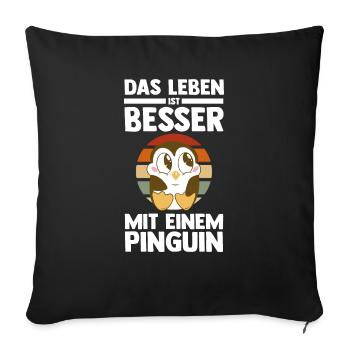 Tiermotiv Pinguin - Sofakissenbezug 45 x 45 cm - Schwarz - Vorne