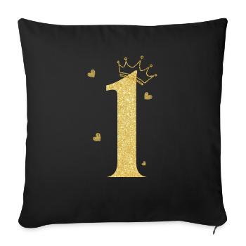1st anniversary golden crown - Sofa pillowcase 17,3'' x 17,3'' (45 x 45 cm) - black - Front