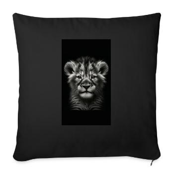 Baby Löwe - Junger König - Lion Young King - Sofa pillowcase 17,3'' x 17,3'' (45 x 45 cm) - black - Front