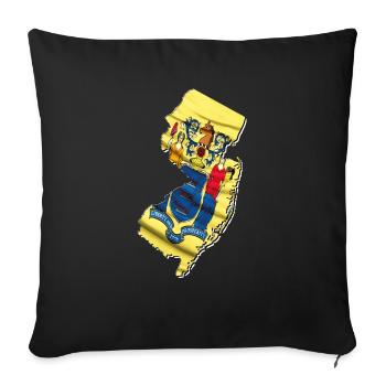 New Jersey (United States) | Real Flag | Flag Map - Sofa pillowcase 17,3'' x 17,3'' (45 x 45 cm) - black - Front