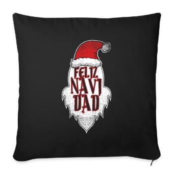 Feliz Navi Dad Humour de Noël Drôle Pun cadeau - Housse de coussin décorative 45 x 45 cm - noir - Devant