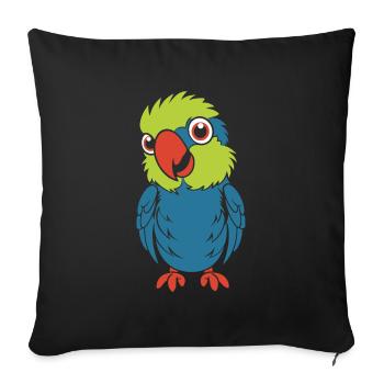 Humour petit perroquet - Housse de coussin décorative 45 x 45 cm - noir - Devant